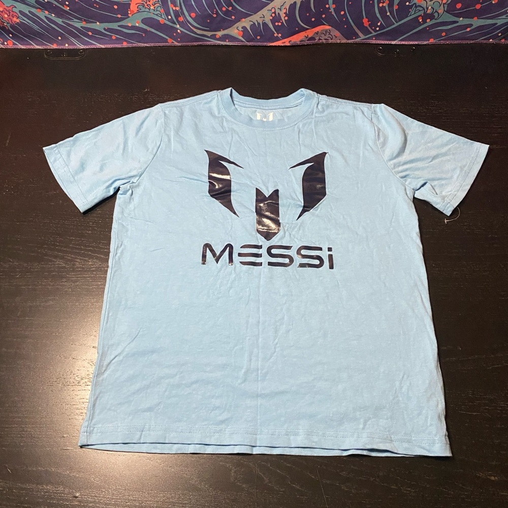 Men's Light Blue Messi Logo Short-Sleeve Tee